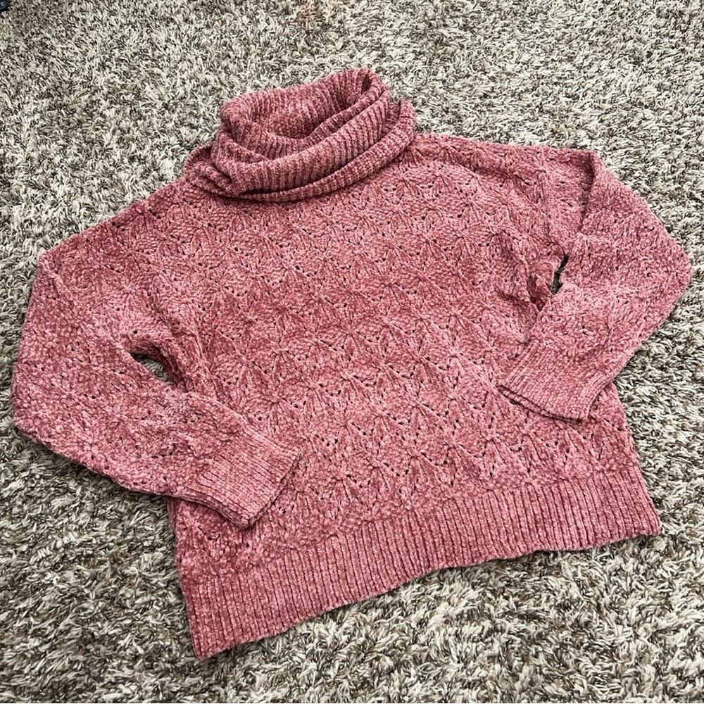 Mauve Chenille Turtleneck Sweater - Picture 2 of 11